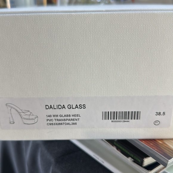 Amina Muaddi Lucite Silver Platform Heels - Picture 11 of 12